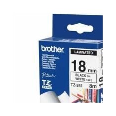 Brother - TZe-S241, bílá / černá (18mm, extr.adhezivní)