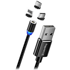 Colorway Nabíjecí Kabel 3v1 Lightning+MicroUSB+USB-C/ Magnetic/ 2.4A/ Nylon/ 1m