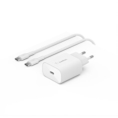 Belkin 25W USB-C Power Delivery PPS nástěnná nabíječka + 1m USB-C na USB-C kabel, bílá