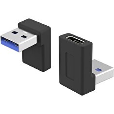 PremiumCord zahnutá 90° redukce USB-C Female na USB3.0 typ A Male