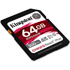 Kingston SDXC karta 64GB Canvas React Plus SDHC UHS-II 300R/260W U3 V90 for Full HD/4K/8K