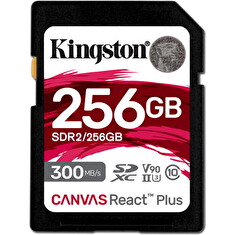 KINGSTON 256GB Canvas React Plus SDHC UHS-II 300R/260W U3 V90 for Full HD/4K/8K