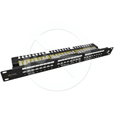 Solarix Patch panel Solarix 24 x RJ45 CAT6 UTP s vyvazovací lištou 1U SX24L-6-UTP-BK-N