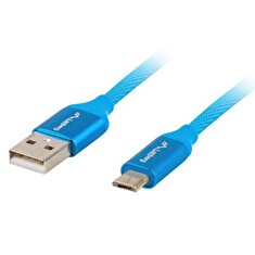 LANBERG USB MICRO (M) na USB-A (M) 2.0 kabel 1,8m, modrý, rychlé nabíjení 3.0