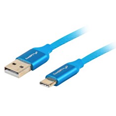 LANBERG USB-C (M) na USB-A (M) 2.0 kabel 1m, modrý, rychlé nabíjení 3.0