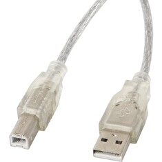 LANBERG USB-A (M) na USB-B (M) 2.0 kabel 5m, transparentní