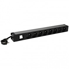 LEGRAND PDU Základní, 1U-19", výstup 8x 230V (CZ/FR), 1-fáze 16A, vstup CZ vidlice - kabel 3m, vypínač s LED indikací na