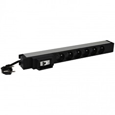 LEGRAND PDU Základní, 1U-19", výstup 6x 230V (CZ/FR), 1-fáze 16A, vstup CZ vidlice - kabel 3m, 16A jistič