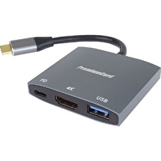 PremiumCord adaptér USB-C na HDMI, USB3.0, PD, rozlišení 4K a FULL HD 1080p