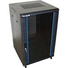 XtendLan 22U/600x600 stojanový, černý, skleněné dveře, perforovaná záda