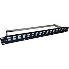 XtendLan Patch panel 19", 16 portů, Cat6a, stíněný, s keystone