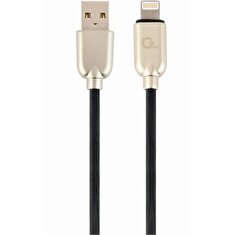 Gembird Premium rubber 8-pin charging and data cable, 2m, black