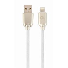 Gembird Premium rubber 8-pin charging and data cable, 2m, white