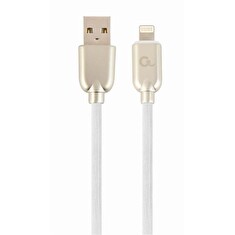 Gembird Premium rubber 8-pin charging and data cable, 1m, white