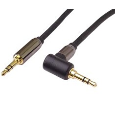 PremiumCord HQ stíněný kabel stereo Jack 3.5mm - Jack 3.5mm zahnutý 90° 5m