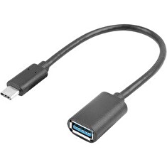 LANBERG USB-C(M) 3.1 na USB-A(F) adaptér kabel 15CM černý OTG