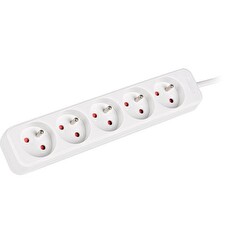 LANBERG Prodlužovací přívod 1.5M 5X klasická zásuvka měď kabel bílý