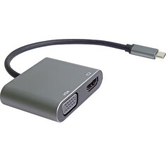 PremiumCord MST adaptér USB-C na HDMI + VGA, rozlišení 4K a FULL HD 1080p