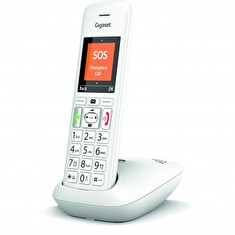 Gigaset E390 - DECT/GAP bezdrátový telefon, dětská chůvička, SOS funkce, bílá