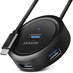 AXAGON HUE-P1C, 4x USB 3.2 Gen 1 ROUND hub, micro USB napájecí konektor, kabel USB-C 30cm