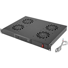 LANBERG 19" FAN UNIT / VENTILATION PANEL WITH LCD 4 FANS + THERMOSTAT 230V BLACK