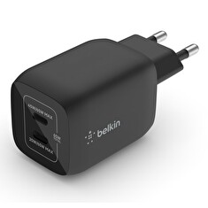 Belkin BOOST CHARGE™ Duální 65W USB-C Power Delivery GaN PPS nástěnná nabíječka, černá