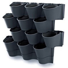Květináč Prosperplast CASCADE WALL sada květináčů na zeď antracit