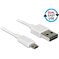 Delock kabel EASY-USB 2.0 Type-A samec > EASY-USB 2.0 Type Micro-B samec bílý 2 m