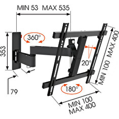 LCD rameno Vogel´s W53070, 32-55", 3 klouby, černé
