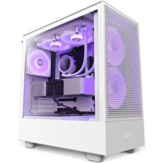 NZXT skříň H5 Flow RGB edition / 2x120 mm fan / USB 3.0 / USB-C 3.1 / RGB / průhledná bočnice / mesh panel / bílá