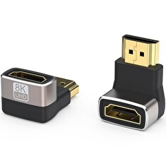 PremiumCord 8K Adaptér spojka HDMI A - HDMI A, F/M, zahnutá do pravého úhlu 90°