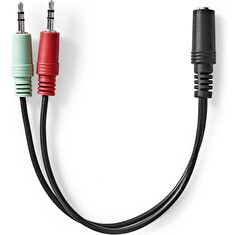 NEDIS redukce pro headsety/ 2x zástrčka 3,5mm jack - zásuvka 3,5 mm jack/ černá/ box/ 12cm