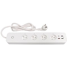 IMMAX NEO LITE SMART chytrý prodlužovací přívod/ 4x FR zásuvka/ 3x USB/ 1x USB-C/ Power delivery/ Wi-Fi/ bílý/ TUYA