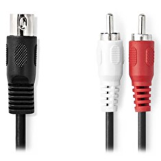 NEDIS redukční audio kabel DIN/ 5pin zástrčka DIN - 2× zástrčka RCA/ černý/ bulk/ 1m