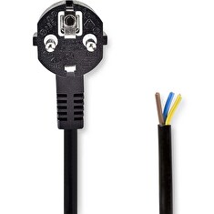 Nedis CEGL10700BK30 - Napájecí Kabel | Typ F Zástrčka | Open | Úhlový | Přímý | 3 m | Černá