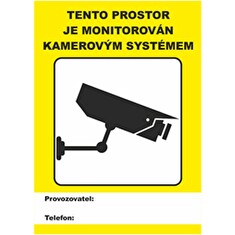 Samolepka - tento prostor je monitorován kamerovým systémem, hranatá 14x10 cm