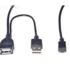 PremiumCord USB redukce kabel USB A/female+USB A/male - Micro USB/male OTG