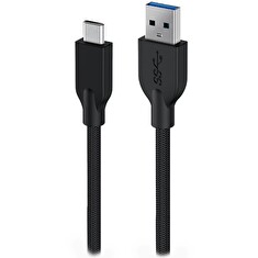 GENIUS nabíjecí kabel ACC-A2CC-3A, 100cm, USB-A na USB-C, 3A, QC3.0, opletený, černý