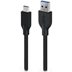 GENIUS nabíjecí kabel ACC-A2CC-3A, 150cm, USB-A na USB-C, 3A, QC3.0, opletený, černý