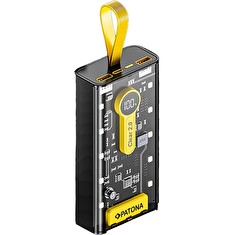 PATONA powerbanka s osvětlením, 20000mAh Li-Pol 3A - LCD, USB, Micro-USB, USB-C, Lightning, integrované kabely, PD 22,5W