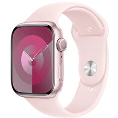 Apple Watch Series 9 45mm Růžový hliník se světle růžovým sportovním řemínkem S/M