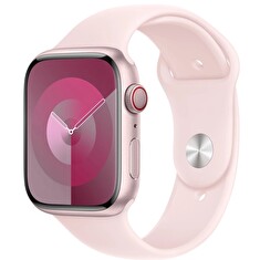 Apple Watch Series 9 Cellular 45mm Růžový hliník se světle růžovým sportovním řemínkem S/M