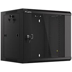 LANBERG Nástěnná jednodílná skříň 19", 9U 570x450 snadná a rychlá montáž (v rozloženém stavu) černá (RAL9004)