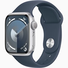 Apple Watch S9/41mm/Silver/Sport Band/Storm Blue/-S/M