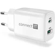 CONNECT IT Wanderer2 GaN nabíjecí adaptér 1×USB-C + 1xUSB-A, 33W PD, BÍLÝ