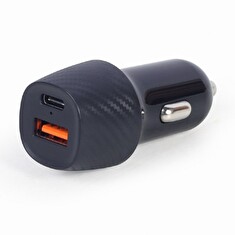 Gembird Nabíječka do auta, 1x USB, 1x Type-C PD fast charger, QC3.0, 18 W, černá