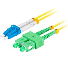 LANBERG optický patch cord SM LC/UPC-SC/APC duplex 2m LSZH G657A1 průměr 3mm žlutá
