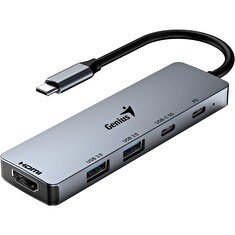 GENIUS hub UH-500/ USB-C na HDMI/ 2x USB3.0/ USB-C/ 100W PD/ šedý