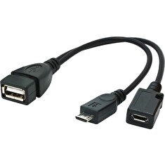 Kabel CABLEXPERT USB AF/micro BM + micro BF, OTG + dobíjení, 15cm, pro tablety a smartphone