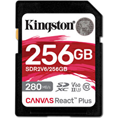 Kingston paměťová karta 256GB Canvas React Plus SDXC UHS-II 280R/150W U3 V60 for Full HD/4K